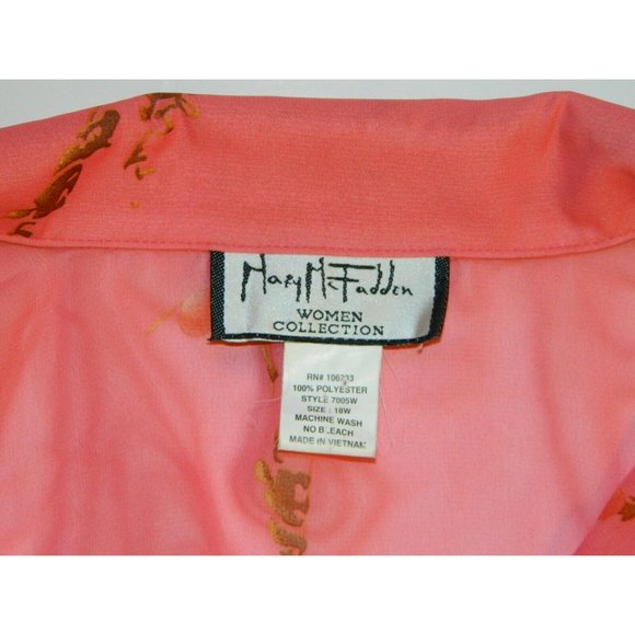 2 for/$25 Mary McFadden Sheer Floral Salmon Colored Blouse Plus Size 18W - Picture 7 of 9